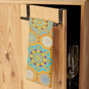 Octo brightener arabesque Moorish tangerine style Kitchen Towel