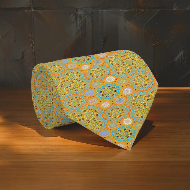 Octo brightener arabesque Moorish tangerine style  Neck Tie (Creator Uploaded)