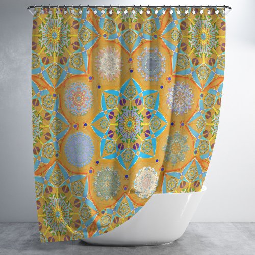 Octo brightener arabesque Moorish tangerine style Shower Curtain