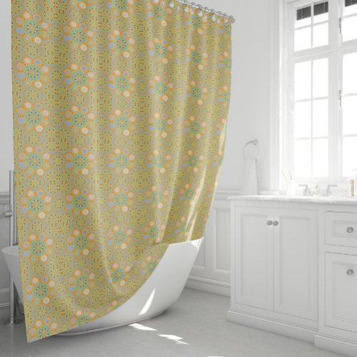 Octo brightener arabesque Moorish tangerine style  Shower Curtain