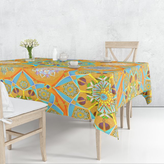 Octo brightener arabesque Moorish tangerine style  Tablecloth (Creator Uploaded)