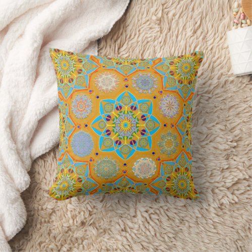 Octo brightener arabesque Moorish tangerine style  Throw Pillow