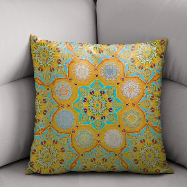 Octo brightener arabesque Moorish tangerine style  Throw Pillow (Creator Uploaded)