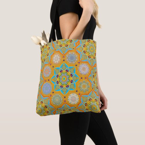 Octo brightener arabesque Moorish tangerine style  Tote Bag