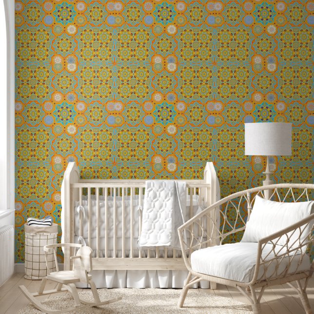Octo brightener arabesque moorish tangerine wallpaper  (Kids)