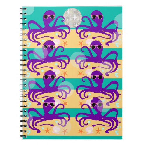 Octo Party Octopus Pattern Cute Sea Creature Notebook