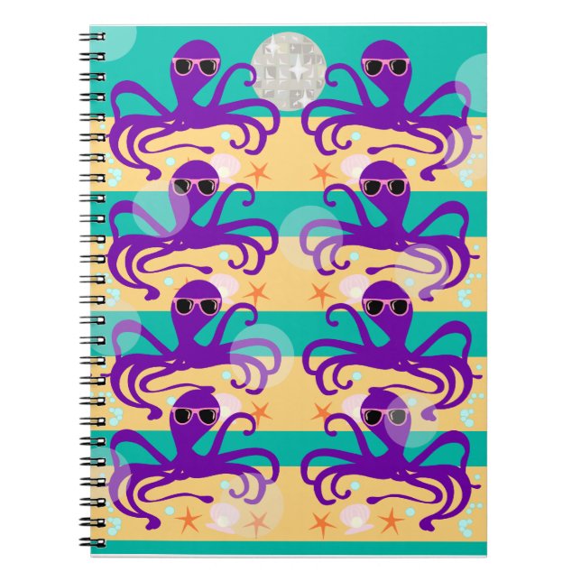 Octo Party Octopus Pattern Cute Sea Creature Notebook (Front)