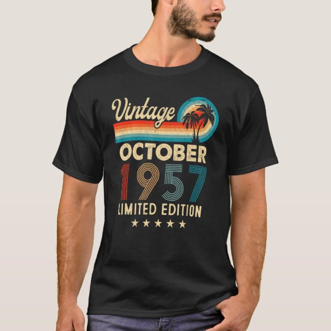 October 1957 65th Birthday  Vintage T-Shirt (Front)