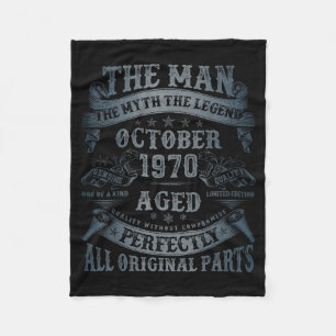 October 1970 55 Year Old Bday For Men 55th Birthda Fleece Blanket
