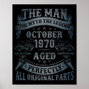 October 1970 55 Year Old Bday For Men 55th Birthda Poster