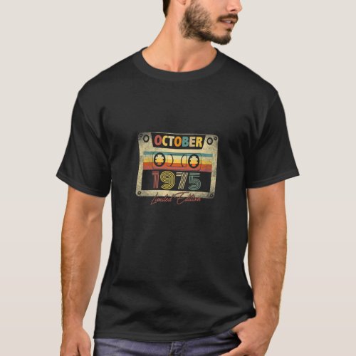 October 1975 Retro Cassette Tape 47th B day 47 Yea T_Shirt