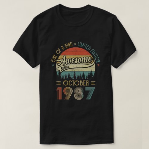 October 1987 Vintage 35 Years Old Retro 35th Birth T_Shirt