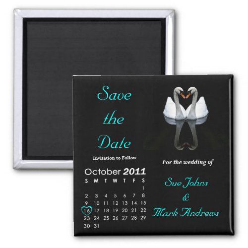 October 2011 Save the Date Wedding Announcement Magnet