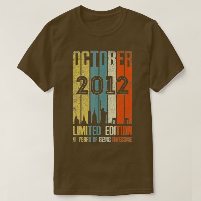 October 2012 9 Birthday 9 Year Old 2012 Birthday V T-Shirt (Design Front)