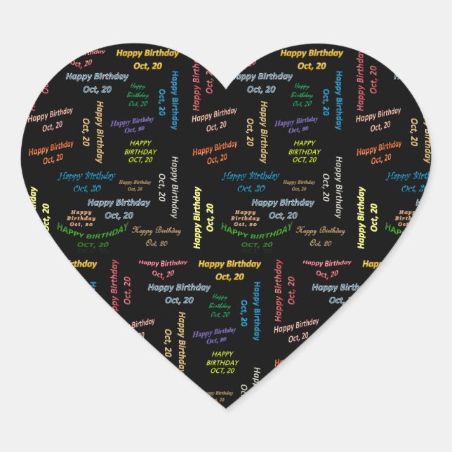 October, 20 Birthday Sticker (Front)