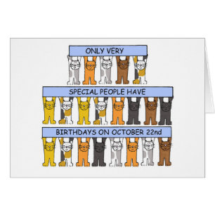 October 22nd Birthday Cute Cartoon Cats Cards