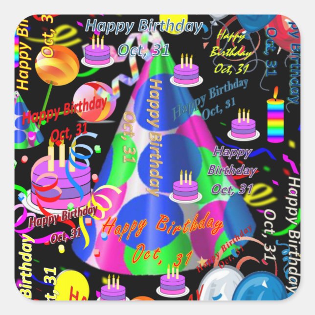 October, 31 Kids Birthday Stickers (Front)