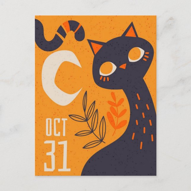 October 31st Halloween Cat Postcard (Front)