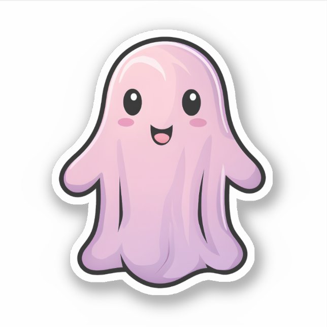 October 31st Spooky Halloween Cute Pink Ghost  Sticker (Front)