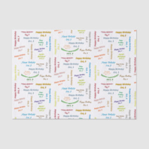 October, 3 Birthday Tissue Paper