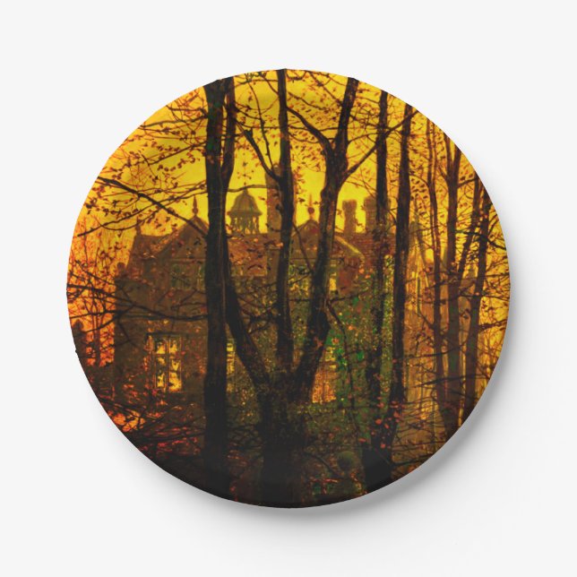 October Afterglow John Atkinson Grimshaw Paper Plates (Front)
