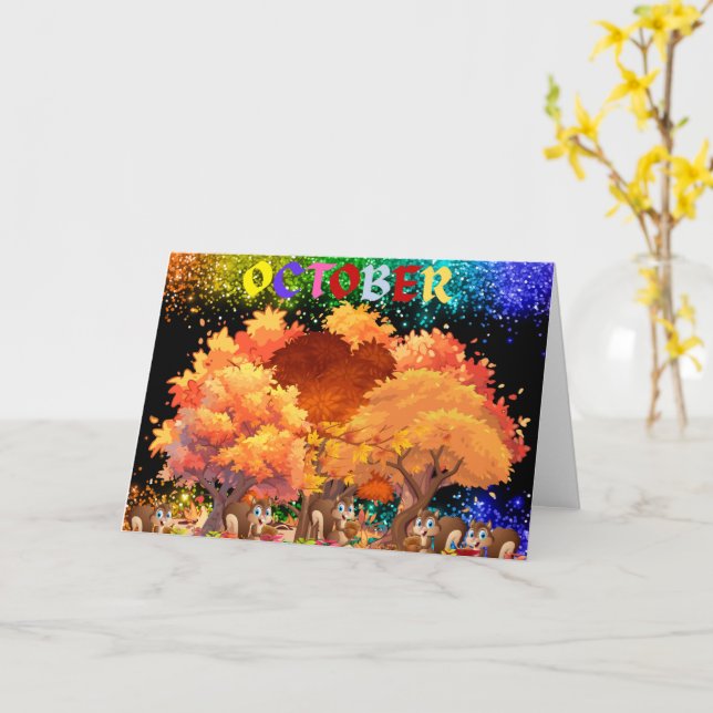 October Autumn Greeting Card (Yellow Flower)