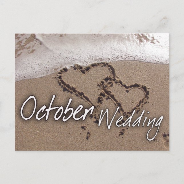 October Beach Destination Wedding Card (Front)