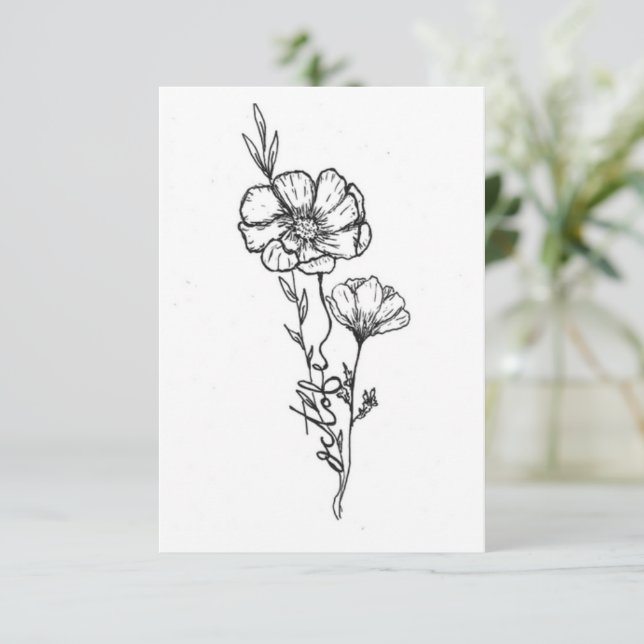 October birth flower birthday card, Cosmo Note Card (Standing Front)