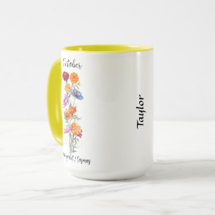 October Birth Flower Marigold and Cosmos Mug