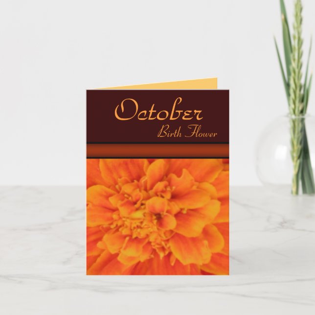 October Birth Flower - Marigold Note Card (Front)