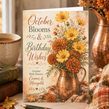 October Birth Flowers Copper Pitcher Birthday