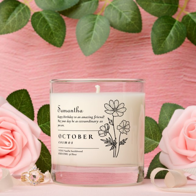 October Birth Month Flower Cosmos Birthday Gift Scented Candle (Wedding)