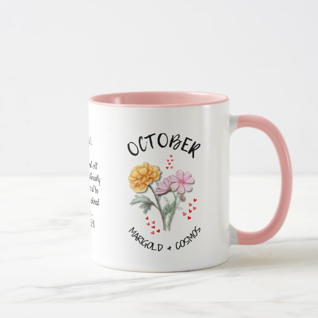 OCTOBER Birth Month Flower Custom Name Christian Mug (Right)