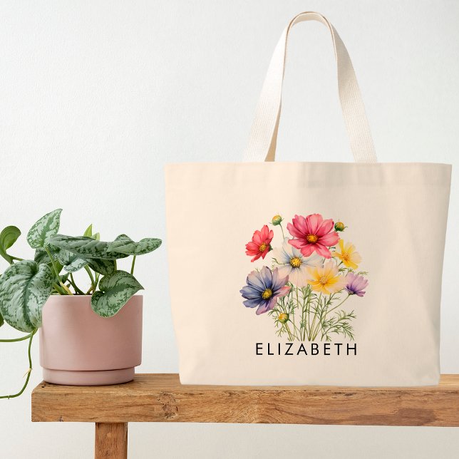 October Birth Month Flower Customized Gift for Her Large Tote Bag (Creator Uploaded)