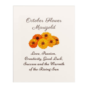 October Birth Month Flower Marigold Elegant  Acrylic Print