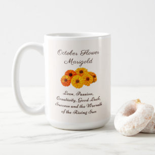 October Birth Month Flower Marigold Elegant Coffee Mug