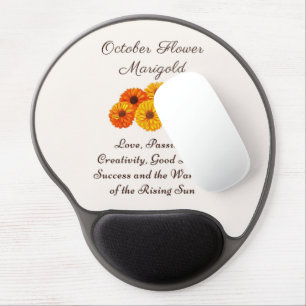 October Birth Month Flower Marigold Elegant Gel Mouse Pad