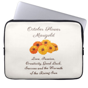 October Birth Month Flower Marigold Elegant Laptop Sleeve