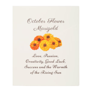 October Birth Month Flower Marigold Elegant  Metal Print