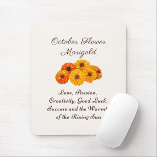 October Birth Month Flower Marigold Elegant Mouse Pad