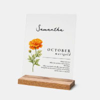 October Birth Month Flower Marigold Personalized