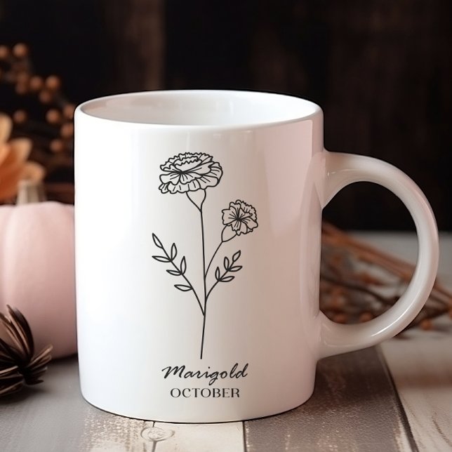 October Birth Month Flower Monogram Coffee Mug (Creator Uploaded)