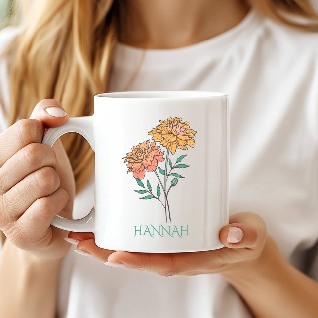 October Birth Month Flower Orange Marigold Coffee Mug (Creator Uploaded)