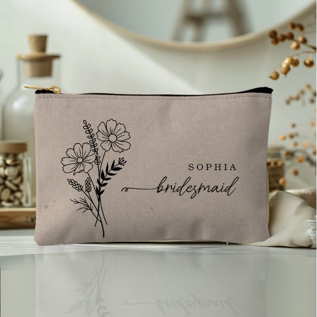 October Birth Month Flower Personalized Bridesmaid Accessory Pouch (Creator Uploaded)