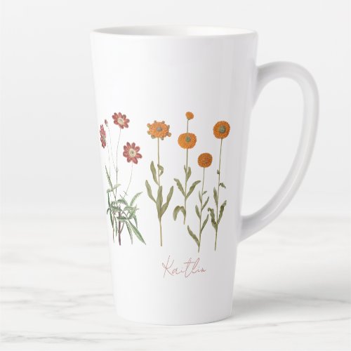 October Birth Month Vintage Flowers Latte Mug