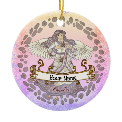 October Birthday Angel Ceramic Ornament