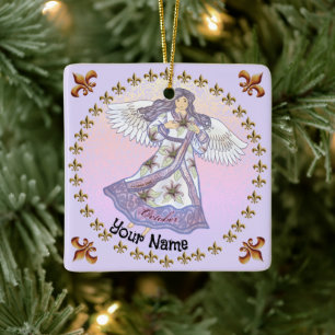 October Birthday Angel Ceramic Ornament