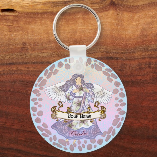 October Birthday Angel Keychain (Front)