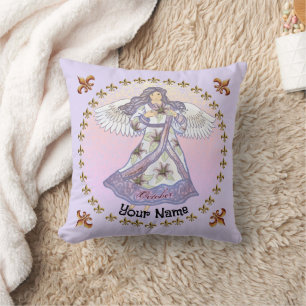 October Birthday Angel Throw Pillow