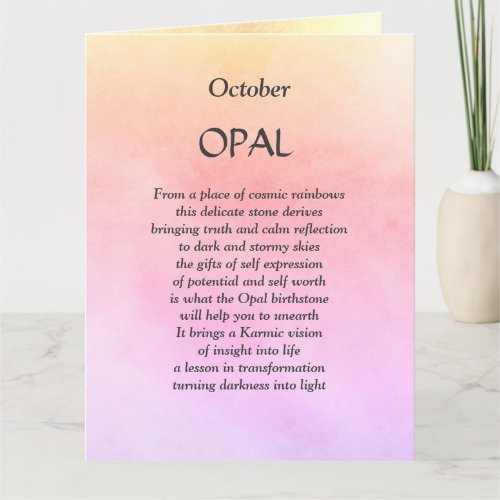 October birthday birthstone Opal Greeting Card
